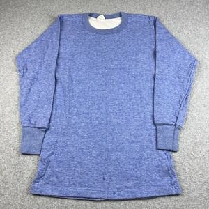VTG JE Morgan Shirt Mens Large‎ Blue Active Johns Long Sleeve Thermal Wool Blend